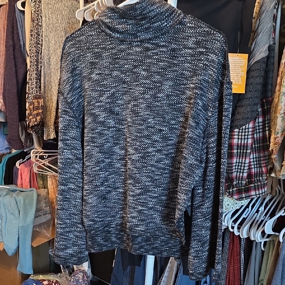We The Free Black and Gray Turtleneck Sweater